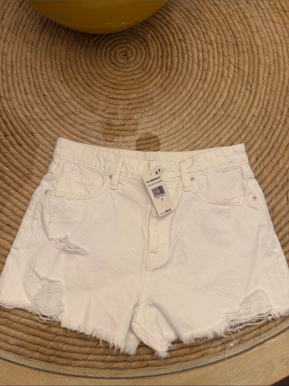 Jonathan Simkhai  White Distressed Denim Shorts